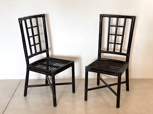 Bamboo Chairs and Leather Chairs, 1970s, Set of 2-NPC-1291136