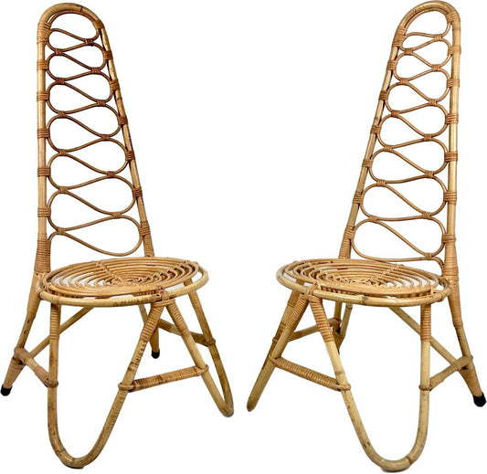 Bamboo Chairs attributed to D. Van Sliedregt for Rohé Noordwolde, the Netherlands, 1950s, Set of 2