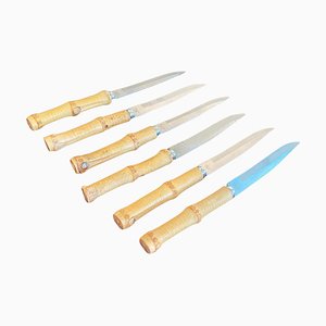 Bamboo Cheese Knives, France, 1960s, Set of 6-UR-1342400