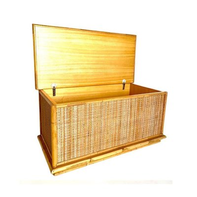 Bamboo Chest in Rattan and Wood, Italy, 1970s-TOI-1811224