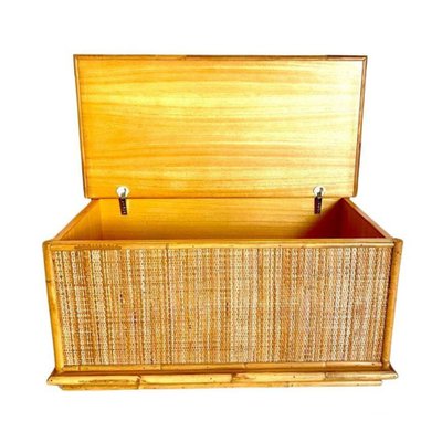 Bamboo Chest in Rattan and Wood, Italy, 1970s-TOI-1811224