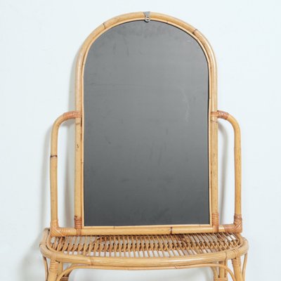 Bamboo Console and Mirror, Italy, Set of 2-XSG-2027534