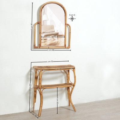 Bamboo Console and Mirror, Italy, Set of 2-XSG-2027534