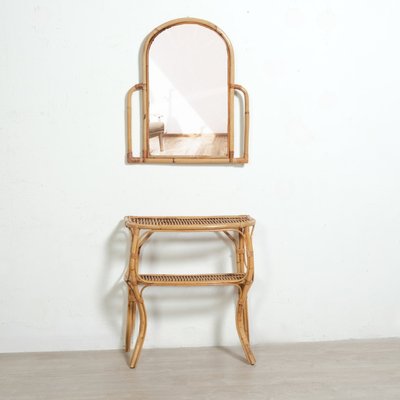 Bamboo Console and Mirror, Italy, Set of 2-XSG-2027534