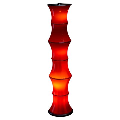 Bamboo Floor Lamp in Red Glass, 1990s-POG-1758566