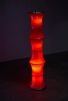 Bamboo Floor Lamp in Red Glass, 1990s-POG-1758566