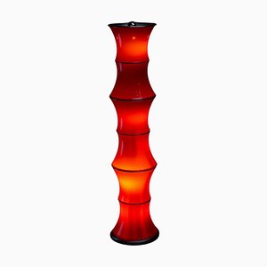 Bamboo Floor Lamp in Red Glass, 1990s-POG-1758566