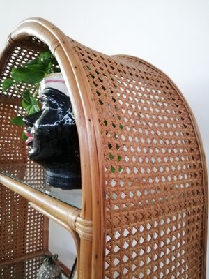 Bamboo Glass & Rattan Arch Bookcase, 1970-UIW-1134227