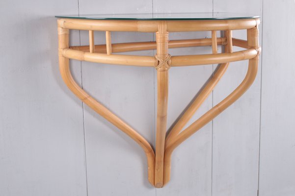 Bamboo & Glass Side Table, 1960s-EZZ-978588