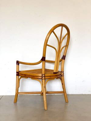 Bamboo & Leather Armchairs, 1970s, Set of 2-NPC-1329159