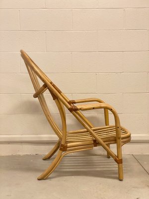 Bamboo & Leather Armchairs, 1980s, Set of 2-NPC-1332339