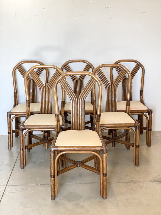 Bamboo & Leather Chairs from McGuires, Set of 6