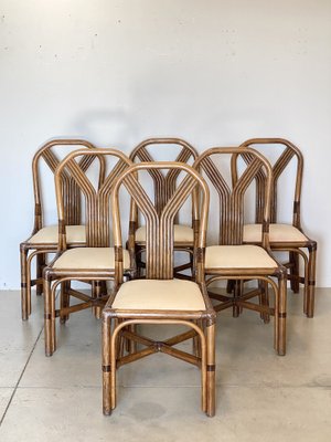 Bamboo & Leather Chairs from McGuires, Set of 6-NPC-1541523