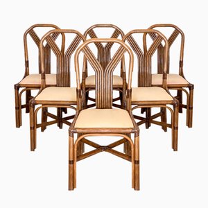 Bamboo & Leather Chairs from McGuires, Set of 6-NPC-1541523