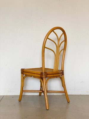 Bamboo & Leather Dining Chairs, 1970s, Set of 2-NPC-1329157