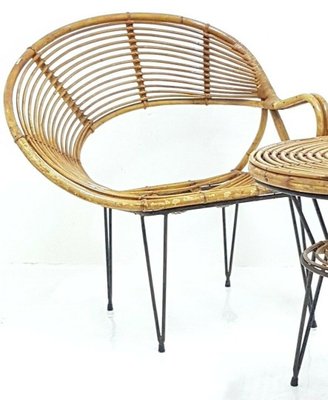 Bamboo Lounge Chairs and Table by Janine Abraham & Dirk Jan Rol, 1950s, Set of 3