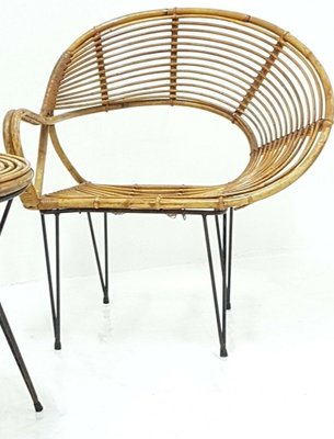 Bamboo Lounge Chairs and Table by Janine Abraham & Dirk Jan Rol, 1950s, Set of 3-FIP-1154786