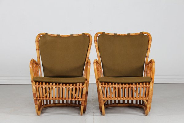 Bamboo Lounge Chairs by Tove Kindts-Larsen for R. Wengler, 1950s, Set of 2-QQ-1718258