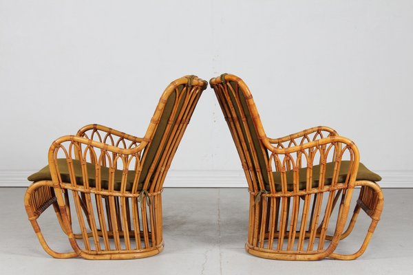 Bamboo Lounge Chairs by Tove Kindts-Larsen for R. Wengler, 1950s, Set of 2-QQ-1718258