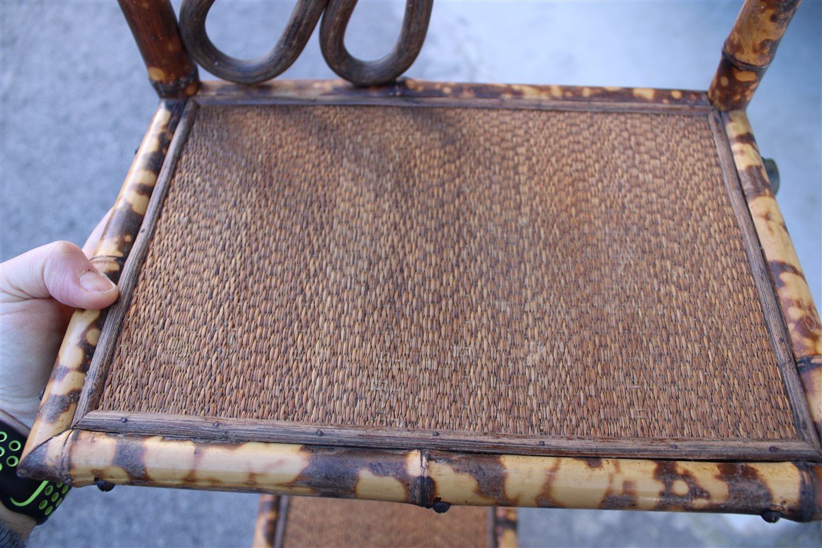 Bamboo & Metal Bedside Table, Italy, 1920