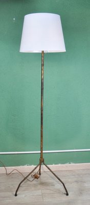 Bamboo Metallic Foot Lamp, 1950s-ROJ-1401058