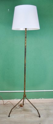 Bamboo Metallic Foot Lamp, 1950s-ROJ-1401058