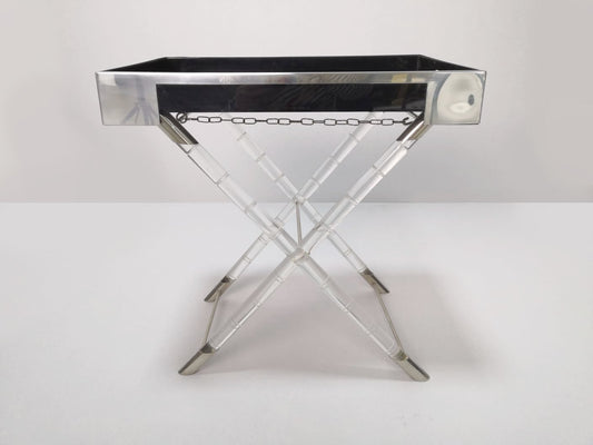 Bamboo, Methacrylate and Chrome Folding Table, 1970s