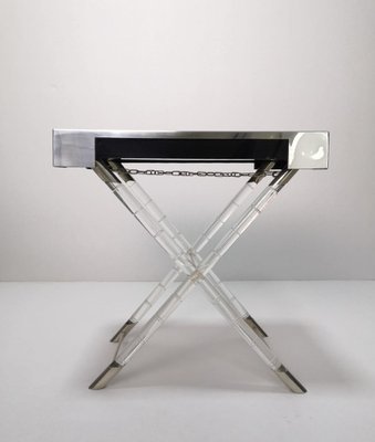 Bamboo, Methacrylate and Chrome Folding Table, 1970s-JJT-900281