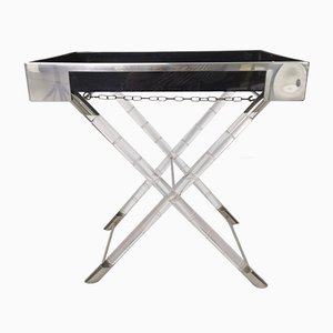 Bamboo, Methacrylate and Chrome Folding Table, 1970s-JJT-900281