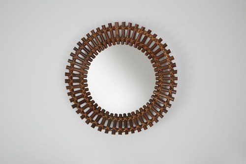 Bamboo Mirror attributed to Olaf Von Bohr, 1950s