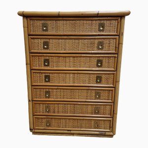 Bamboo Rattan and Brass Chest of Drawers by Dal Vera, Italy, 1970s-RKF-1823969