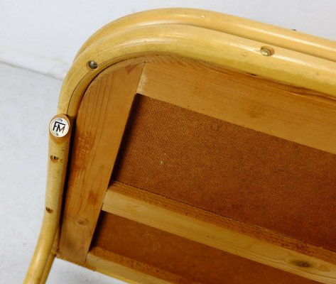 Bamboo, Rattan & Black Formica Trolley with Magazine Rack from FM, 1950s-FH-838215