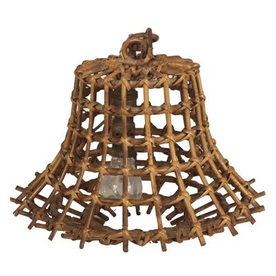 Bamboo & Rattan Chandelier in the style of Louis Sognot, 1960s-RAQ-2033393