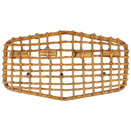 Bamboo & Rattan Coat Rack Hanger by Olaf Von Bohr, Italy, 1950s