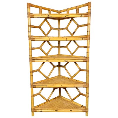 Bamboo & Rattan Corner Cupboard Bookcase from Vivai Del Sud, Italy, 1970s-LYQ-1171567