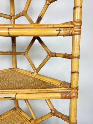 Bamboo & Rattan Corner Cupboard Bookcase from Vivai Del Sud, Italy, 1970s-LYQ-1171567