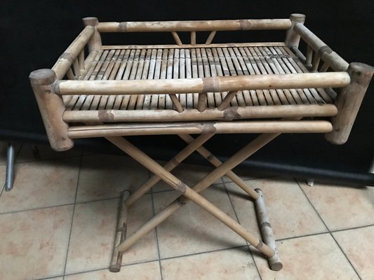 Bamboo & Rattan Foldable Coffee Table With Tray, 1970s.-WQQ-1180571