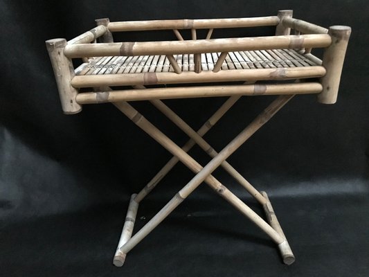 Bamboo & Rattan Foldable Coffee Table With Tray, 1970s.-WQQ-1180571