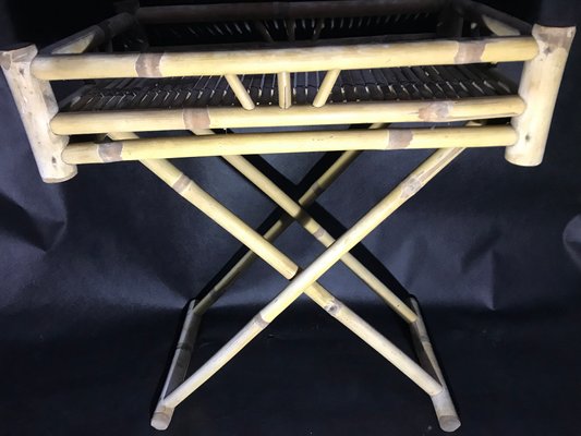 Bamboo & Rattan Foldable Coffee Table With Tray, 1970s.-WQQ-1180571