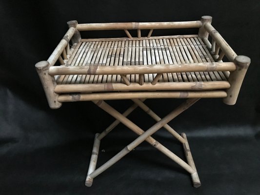 Bamboo & Rattan Foldable Coffee Table With Tray, 1970s.-WQQ-1180571