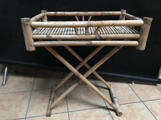 Bamboo & Rattan Foldable Coffee Table With Tray, 1970s.-WQQ-1180571