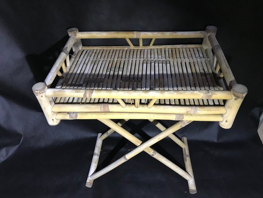 Bamboo & Rattan Foldable Coffee Table With Tray, 1970s.-WQQ-1180571