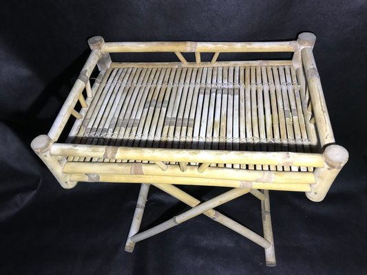 Bamboo & Rattan Foldable Coffee Table With Tray, 1970s.-WQQ-1180571