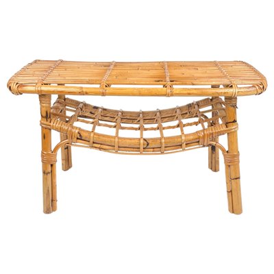 Bamboo & Rattan French Riviera Coffee Table, Italy, 1960s-LYQ-1171332