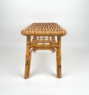 Bamboo & Rattan French Riviera Coffee Table, Italy, 1960s-LYQ-1171332