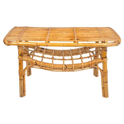 Bamboo & Rattan French Riviera Coffee Table, Italy, 1960s-LYQ-1171332