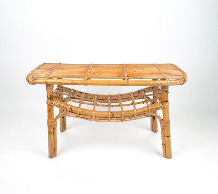 Bamboo & Rattan French Riviera Coffee Table, Italy, 1960s-LYQ-1171332