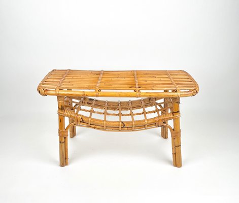 Bamboo & Rattan French Riviera Coffee Table, Italy, 1960s-LYQ-1171332