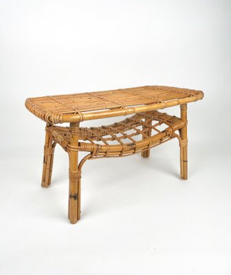 Bamboo & Rattan French Riviera Coffee Table, Italy, 1960s-LYQ-1171332