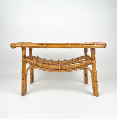 Bamboo & Rattan French Riviera Coffee Table, Italy, 1960s-LYQ-1171332